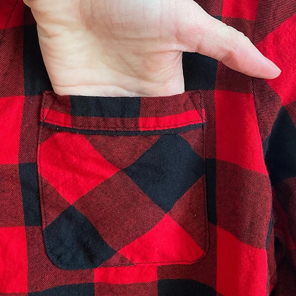 Wondershop by Target Red Gingham Plaid Button Down Nightgown Medium - Picture 6 of 11